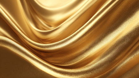 Elegant Golden Fabric Background with Luxurious Texture and Abstract Wavy Designの素材
