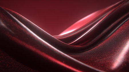 Luxurious red fabric elegantly draped with subtle textures and soft lightingの素材