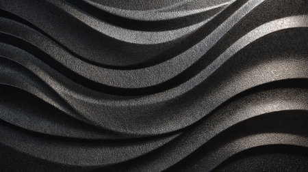 Elegant black textured wave panel for backgrounds and contemporary design projects.の素材