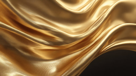 Flowing Golden Fabric: A Luxurious Abstract Texture with Elegant Foldsの素材