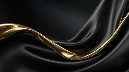 Elegant dark fabric with a golden accent evokes luxury and sophisticationの素材