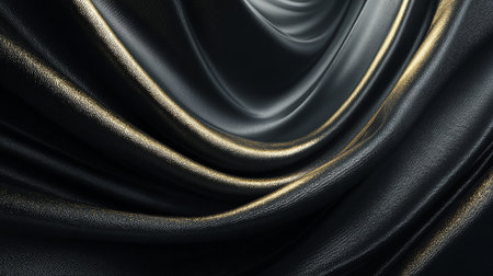Luxurious Black Fabric with Golden Accents, Evoking Elegance and Sophisticationの素材