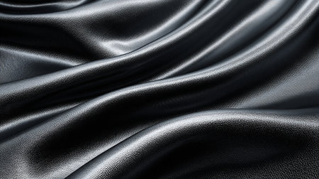 Elegant flowing metallic black fabric with highlights for sophisticated backgrounds and design.の素材