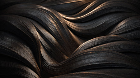 Black Textured Wave Forms with Subtle Lighting and Elegant Wavy Designの素材