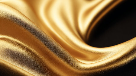Luxurious golden satin fabric with soft, elegant folds and a smooth textureの素材