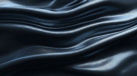 Abstract blue textured fabric background displaying a wavy, luxurious material.の素材