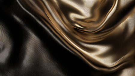 Dramatic gold silk fabric with soft luxurious folds and textural detailの素材