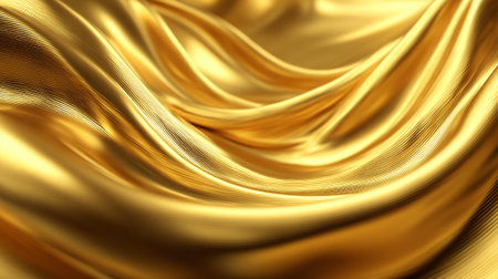 Gleaming Golden Fabric: A Luxurious Display of Smooth Curves and Richnessの素材