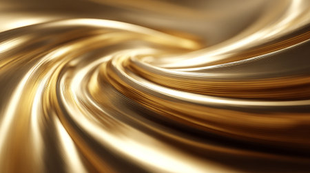 Golden Vortex: An Abstract Metallic Swirl Design with Shimmering Reflectionsの素材