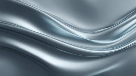 Metallic Blue Abstract Background with Flowing Elegant Waves and Subtle Reflectionsの素材