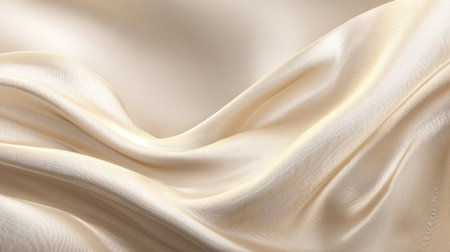 Elegant draped fabric in soft golden cream shades, a flowing smooth textureの素材