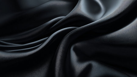 Elegant dark fabric with beautiful folds in silky smooth textureの素材