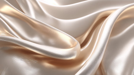 Luxurious Cream Silk Fabric Draped in Elegant Folds and Subtle Shimmersの素材