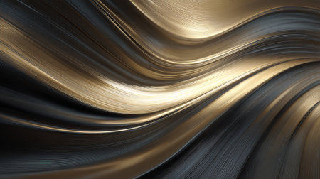 Golden and Gray Abstract Waves Texture with Shiny Surface and Smooth Linesの素材