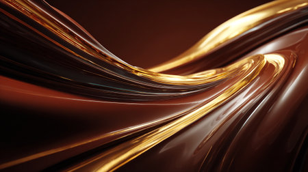 Luxurious Brown and Gold Abstract Wave with Fluid Design Elementsの素材