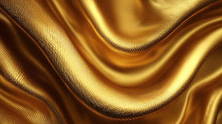 Opulent Golden Silk Waves: A Luxurious Textile Background for Creative Designsの素材