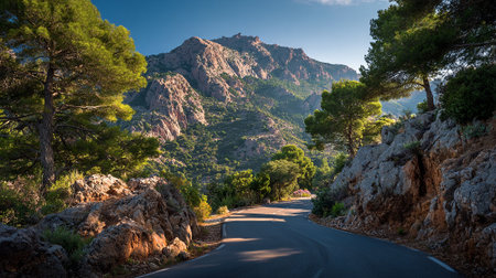 Winding Road Through Calanques National Park, France, Leads To Rocky Mountainの素材