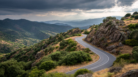 Mountain road in the Sierra de Grazalema, Spainの素材