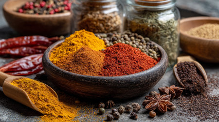 Vibrant Variety: A Culinary Spice Collection for Flavorful Dishes and Global Cuisineの素材