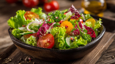 Fresh and Vibrant Garden Salad with Cherry Tomatoes and Mixed Greensの素材