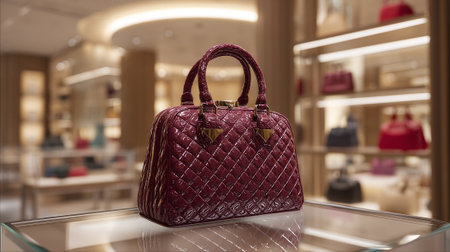 Elegant Quilted Handbag: A Luxurious Fashion Statement in a High-End Boutique Settingの素材