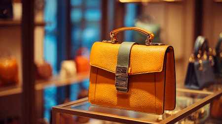 Luxurious Designer Handbag Displayed in a Boutique, Emphasizing Sophistication and Qualityの素材