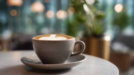 Latte Art in Soft Light: Coffee Break at the Cafeの素材