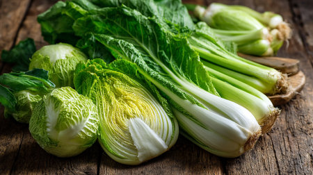Fresh Organic Vegetables on Rustic Wooden Table Ready to be Preparedの素材