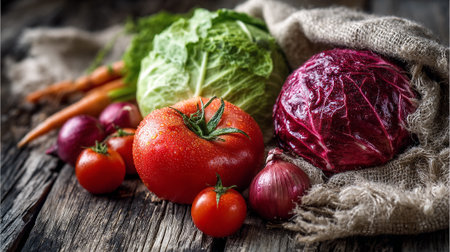 Fresh Vegetables Still Life: A Symphony of Colors and Texturesの素材