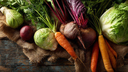 Fresh from the Farm: A Rustic Still Life of Root Vegetablesの素材