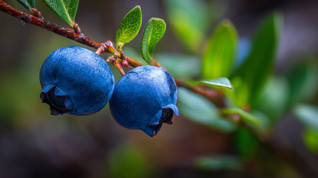 Captivating Blueberry Duo: A Vibrant Display of Nature's Bountyの素材