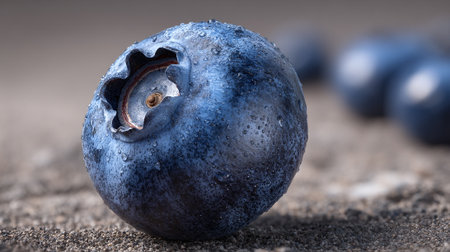 A Detailed Macro Image of a Single Fresh and Delicious Blueberryの素材