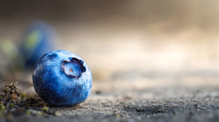 Macro view showcasing the vibrant texture of a fresh blueberryの素材