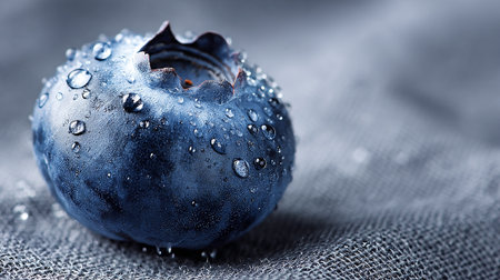 Dew-Kissed Blueberry Perfection: A Vibrant Macro Display of Freshness and Purityの素材