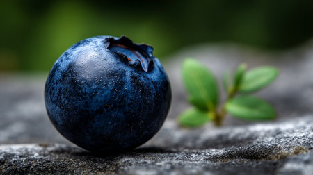 Fresh blueberry macro with water droplets, a vibrant, tempting organic treatの素材