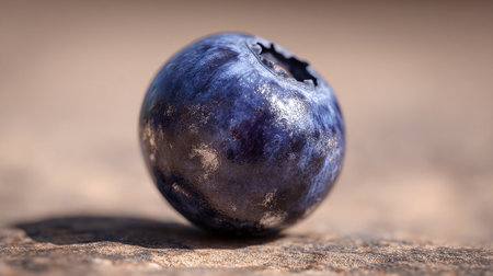 Single Blueberry on Textured Surface Shows Detail and Freshness, Perfect for Food Conceptsの素材