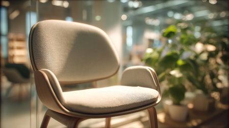 Elegant chair design in a naturally lit modern office space for comfort.の素材