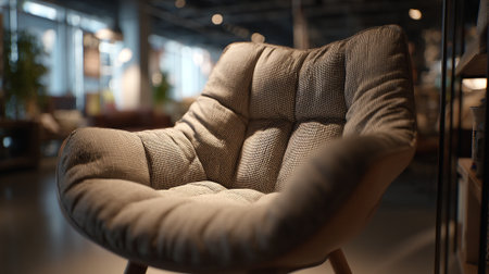 Stylish textured lounge chair in modern interior design with blurred backgroundの素材