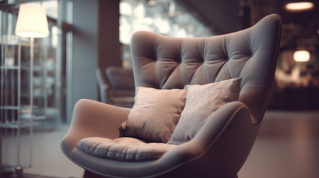Elegant armchair with soft pillows in a luxurious, modern interior setting.の素材