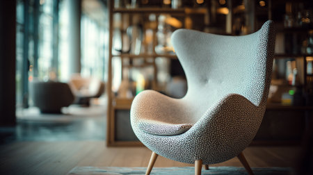 Modern chair design in a contemporary interior space with muted colorsの素材
