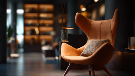 Elegant interior design featuring a modern chair and subtle lighting accentsの素材