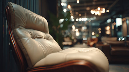 Luxurious Leather Armchair in a Stylish, Modern Interior Design Settingの素材