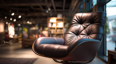 Luxurious Leather Lounge Chair in a Stylish Interior Setting for Relaxationの素材