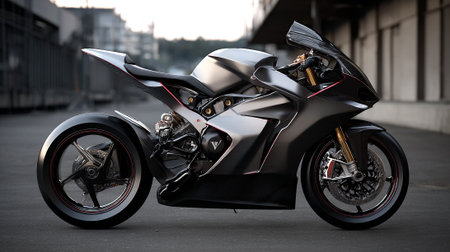 Sleek and Powerful: A Modern Motorcycle Design with Carbon Fiber Accentsの素材