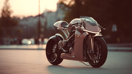 Sleek Futuristic Motorcycle: A Bold Vision of Tomorrow's Urban Tranation Styleの素材
