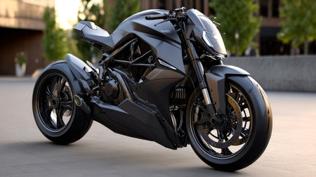 Sleek Modern Motorcycle: An Urban Automotive Masterpiece of Cutting-Edge Designの素材