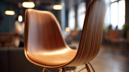 Modern Wooden Chair Detail in Stylish Office Interior Setting for Sophisticated Designの素材