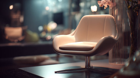 Contemporary Interior with a Stylish Armchair and Elegant Floral Decorationの素材