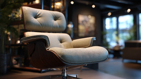 Luxurious modern chair in an elegant interior setting showcasing refined design.の素材