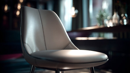 Stylish beige chair with blurred background highlighting modern interior design.の素材